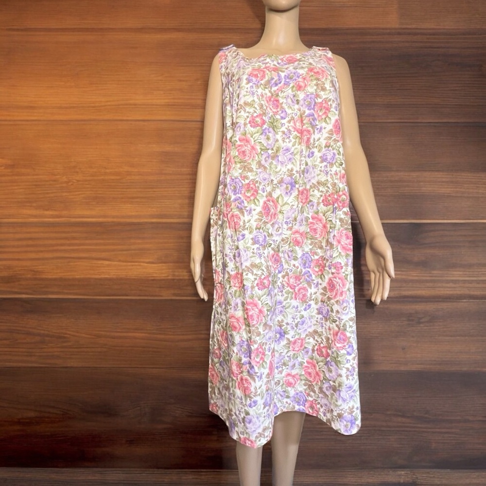 Vintage Hedy Lin Casuals Housedress Women’s Med Floral Sleeveless Hawaiian USA